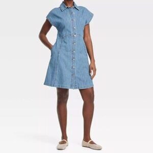 Universal Thread Viral Denim Flouncy Dress with pockets (M)